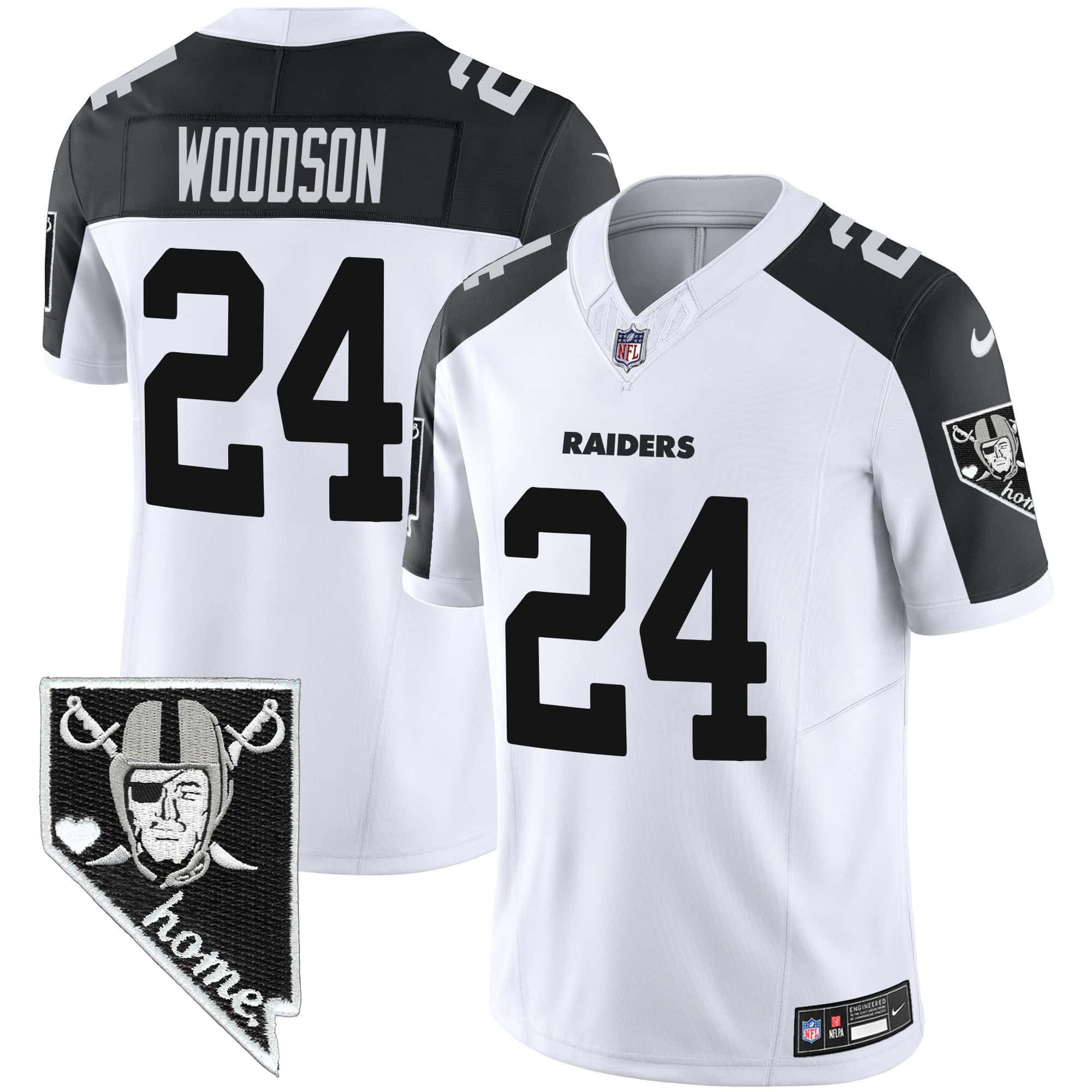 Men Oakland Raiders #24 Woodson White 2024 Nike Nevada Home Patch Vapor NFL Jersey style 1->indianapolis colts->NFL Jersey